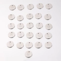 Macro view of 26 polished silver stainless steel alphabet charms arranged in a grid - Letter Y / 12mm / Steel