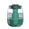 USB desktop humidifier in dark green with rose gold lid and transparent water tank - Digital Display Edition / Green