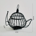 Black iron wire teapot candle holder decorative ornament, size 19.5x21x14cm - Black