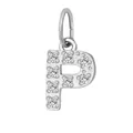 Silver stainless steel letter P pendant with white zircon crystals for DIY jewelry - Letter P(ZP39269) / Steel