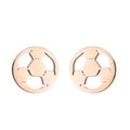 Rose gold stainless steel stud earrings featuring a football textured镂空 design - Football / Rose Gold