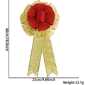 Large red and gold glitter mesh Christmas bow ornament 48cm with dimensions - Gold Mesh with Red & Gold Edge Glitter