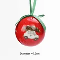 Red Christmas foam ball featuring a vintage car and snowy holiday scene print - Red Base Car Ball