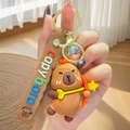 Porte-clés Capybara marron avec breloque en silicone et sangle en cuir pour sacs - Tir à l'arc
