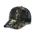 Bunte Pailletten-Baseballkappe mit atmungsaktivem schwarzem Netzrücken für Damen - 56-60cm Verstellbar / Mehrfarbiges Schachbrett Pailletten Schwarz Netz Stil (A)