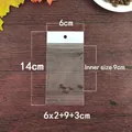 Self-sealing clear plastic jewelry bag with white header and red seal 6x14cm size - 6x14cm Transparent Bag with White Header