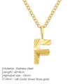 Premium gold textured 'F' initial pendant necklace made of 14K gold plated stainless steel - Letter F / 10mm Pendant / Gold