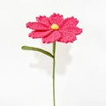 Handmade knitted rose flower in pink and yellow yarn for home decor and gifts - Cosmos Carmine