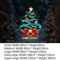 Pegatina estática de árbol de Navidad con lazos rojos y cinta Merry Christmas para escaparate - Pequeño [40*60CM] / SDUV-174 Árbol de Navidad Verde