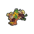 Broche en émail créative avec des grenouilles de dessin animé lisant sur une branche - Style Lecture sous l'Arbre (QHXZ754)