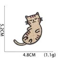 Detail view of sleeping brown cat embroidery patch with dimensions 5.2cm by 4.8cm - Khaki Striped Cat Patch (W17XM-08-11)