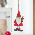 Handcrafted 15cm wooden Christmas gnome ornament with lantern and blue striped legs - Christmas Gnome with Lantern