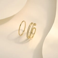 Detailed close-up of gold minimalist multi-layer ring with white enamel inlay accents - Gold JZ1083 (Minimalist Wide Enamel 2Pcs Set)