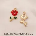 DIY rose flower enamel charm for jewelry making showing front and back views - BK1499# Rose