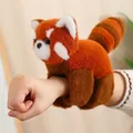 Cute orange plush red panda snap bracelet for kids with soft faux fur texture - Raccoon