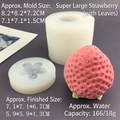 Silicone mold set for realistic large strawberry cake toppers and handmade soaps - Extra Large Strawberry With Leaf / Translucent