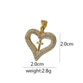 Gold heart pendant with inlaid cross and sparkling zircon stones on a white background - Heart Frame Inset Cross (D1025JB) / Pendant Only (No Chain)