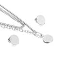 Conjunto de collar multicapa y pendientes plateados con colgantes Good Luck grabados - Color Acero (KS140715-KLX)