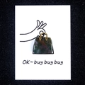 Natural green agate stone handbag charm with golden handle on creative OK card - Bag + Card / India Agate