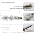 Floral acetate hair clip with iridescent finish and rhinestones, size 9.2cm detailed view - Blue Green Purple Multi