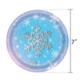 Assiette en papier bleu clair 7 pouces avec flocons pour décoration de fête - Petite Assiette en Papier Flocon de Neige / Dégradé Bleu Violet