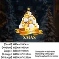 Gold and white balloon Christmas tree static window decal with Merry Christmas banner - SDUV-118 Gold White Balloon Tree / Small (40*45CM)