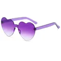 Fashionable heart-shaped rimless sunglasses with purple gradient lenses and transparent frame - Gradient Purple