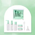 Set de viaje verde con botellas de spray y tarros en un neceser transparente - SY760-Verde (Botella Vacía de 50ml + Juego de Tarros de Crema)