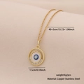 Golden Evil Eye necklace in stainless steel with crystal bezel and 40+5cm chain length - Round Enamel Evil Eye Style (6#)