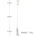 Handwoven cream cotton curtain tieback in bohemian style with tassels and spiral weave - Double Tassel / White Style 1