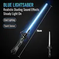 75cm electronic blue lightsaber toy with black mechanical hilt and combat sound effects - Transparent Blue Single Sword With Sound