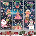 Christmas window decals set featuring Santa Claus, snowmen and watercolor snowflakes - 6-Sheet Set Mix D