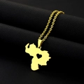 Macro shot of gold Venezuela map pendant with heart cutout on black textured background - Gold Smooth Heart Cutout C / Gold