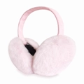 Detail of soft pink plush earmuffs showing fluffy faux fur texture and warm fabric band - One Size / Light Pink
