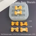 Detailed view of silicone mold for dog bone shapes with precise size measurements - Puppy Bone Cookie Mold