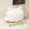 Sweet white cat shaped makeup bag with floral jacquard texture and 3D cat ears - Cat Breed Bag / White