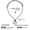 Gold U-shaped stainless steel pendant on black cord necklace, 78cm long chain - Gold U-shape Pendant (JDN0306086)