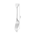Edelstahl-Gabel in Herzform für Desserts, 13 cm Länge, Silberglanz mit Maßen - Gabel / Silber