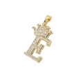 Gold letter E pendant with crown design and shimmering cubic zirconia stones - Crown Letter E