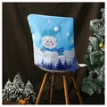 Blaue Weihnachts-Stuhlhousse mit 3D-Schneemann und verschneitem Wald für Esszimmer - Blau-Schneemann-Modell mit LED