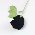 Handmade knitted black rose flower made of yarn for home decor or festive gifts - Wine Glass Rose / Black