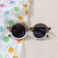 Fashionable round frame kids sunglasses with two-tone brown and white matte finish - Off-White