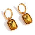 Créoles plaquées or 18 carats avec pendentifs rectangulaires en zircon jaune ambre - Champagne