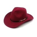 Vue détaillée d'un chapeau de cowboy bordeaux en feutre avec boucle en métal fine - M (56-58cm) / Bordeaux