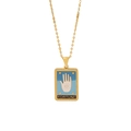 Gouden rvs tarotketting met blauw emaille hand-oog hanger voor dames - Het Lot