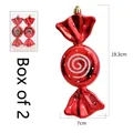 Set da 2 ciondoli natalizi a forma di caramella rossa con glitter argentati 19,3 cm - 2 Pezzi/Confezione / Rosso