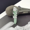 Silver flower necklace with green hexagonal crystal stone pendant on a makeup brush - Aventurine (Pendant Only)