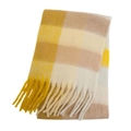 Plaid mohair scarf with yellow, beige, and khaki check patterns and fringed edges - 28#