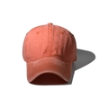 Close-up of washed orange cotton baseball cap showing six-panel stitching and vent details - 55-60cm / Washed Orange