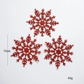 Set di 3 decorazioni natalizie a forma di fiocco di neve rosso glitter da 16 cm - 16CM 3 Pezzi / Rosso